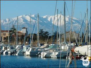 click to find out more about Mount Canigou (this view from Saint Cyprien harbour)